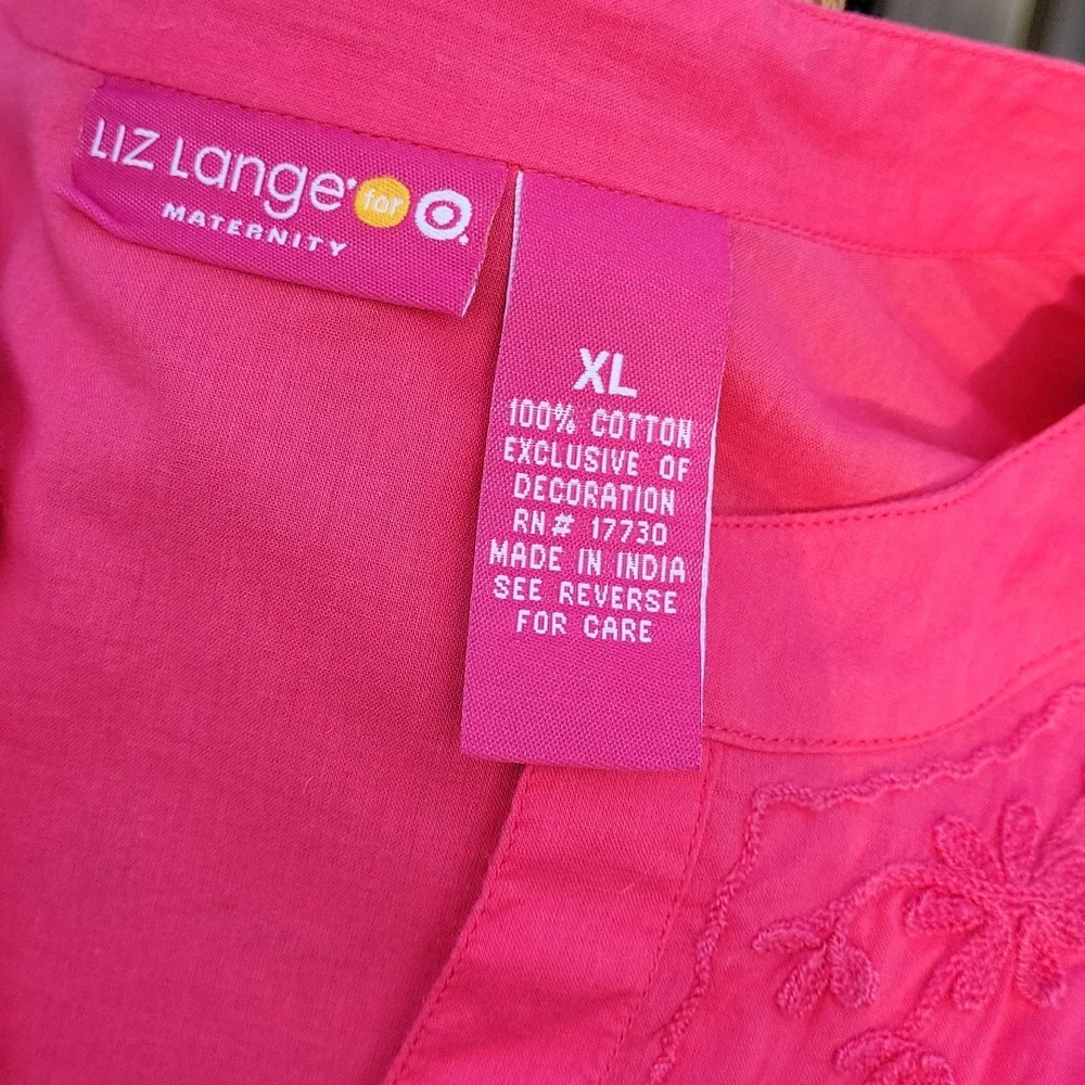 Liz Lange 100% Cotton Embroidered Maternity Top